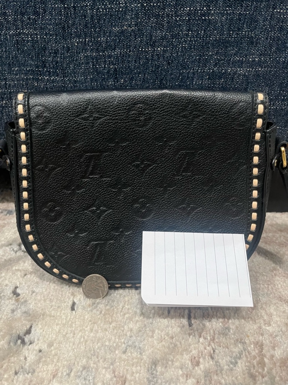Louis Vuitton Black Leather Crossbody with Gold-Tone Studs - Picture 9 of 10